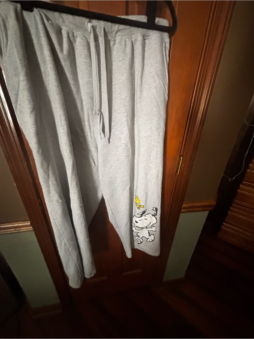 Peanuts Light Gray Track Pants with Snoopy Graphic